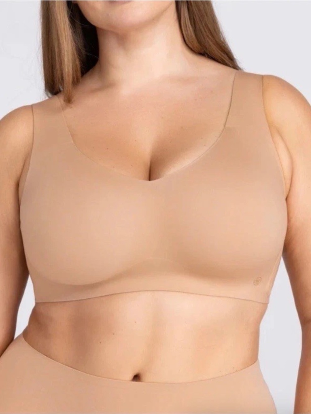 Honeylove LiftWear Wireless V-Neck Bra Nude Women’s Size 1X